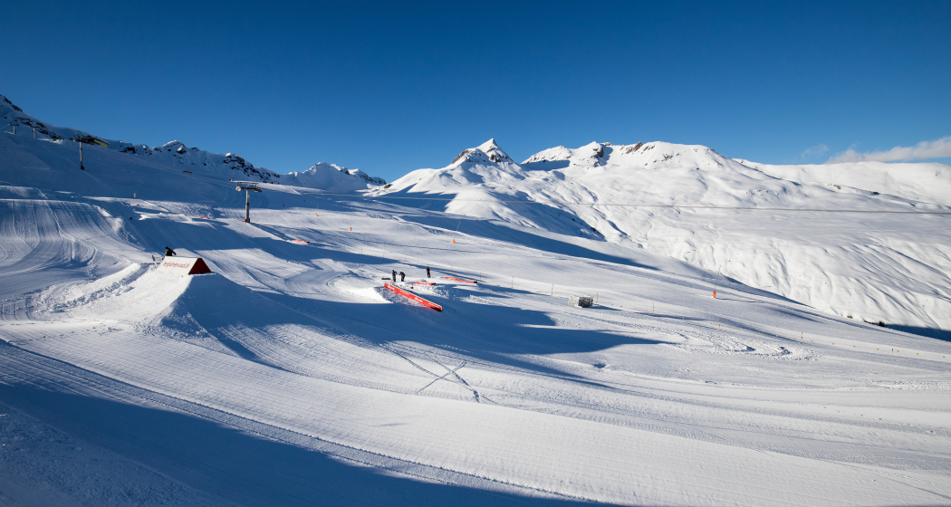 Blick auf den Snowpark. Blick auf den Snowpark.