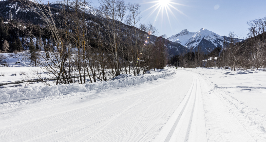 Langlaufen auf der Loipe Scuol-Martina. Langlaufen auf der Loipe Scuol-Martina.