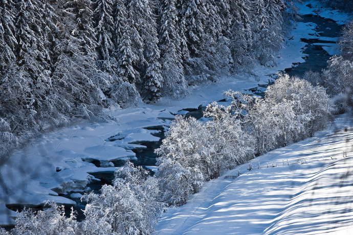 Dem Inn entlang im Unterengadin.