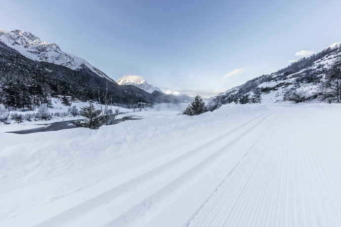 Ski de fond sur le parcours Scuol-Martina.
