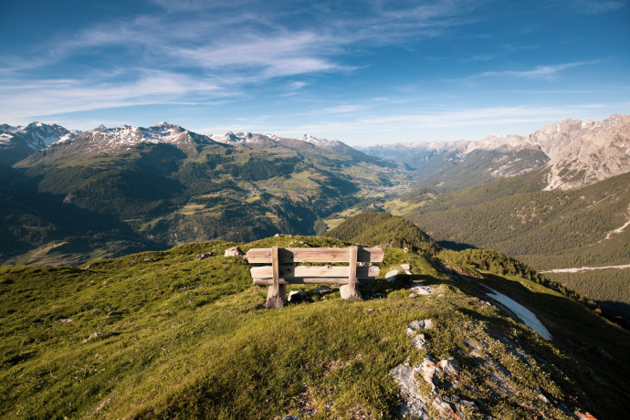 Sur le Crap Putèr avec vue sur la Basse-Engadine.
