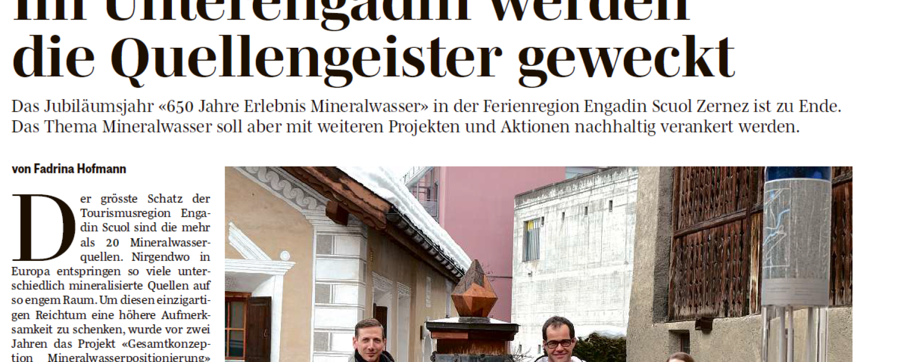 Ausschnitt des Berichts der Südostschweiz zum Mineralwasser-Medienanlass