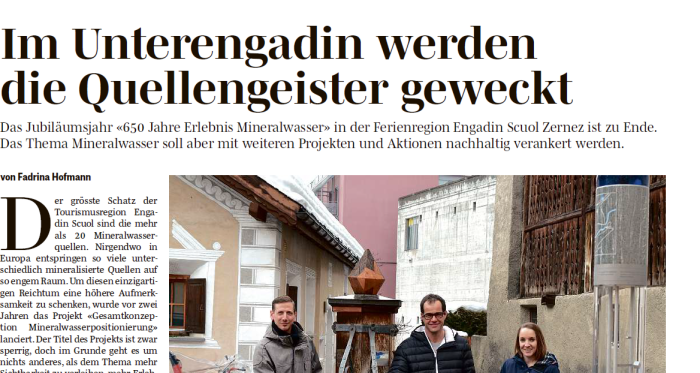 Ausschnitt des Berichts der Südostschweiz zum Mineralwasser-Medienanlass