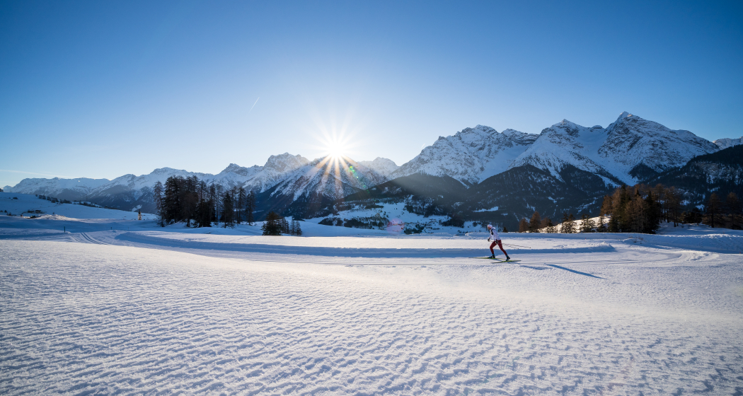 Xaver Frieser auf der Loipe bei Ftan im Engadin, Schweiz.