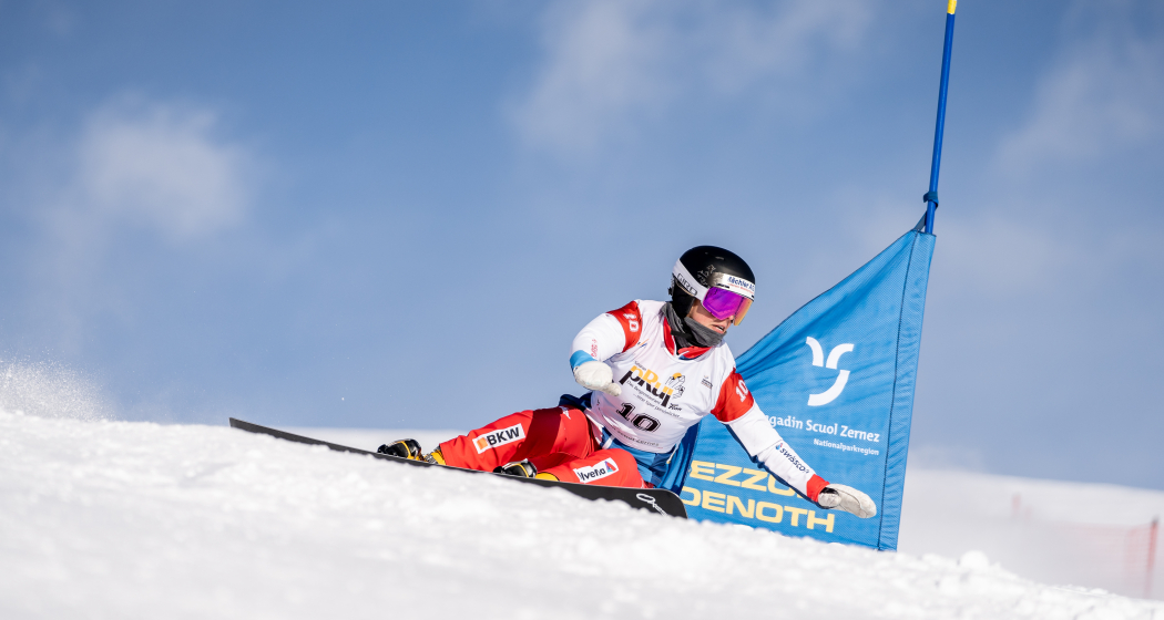 Ladina Jenny in action at the Snowboard World Cup in Scuol in January 2022. Ladina Jenny in action at the Snowboard World Cup in Scuol in January 2022.
