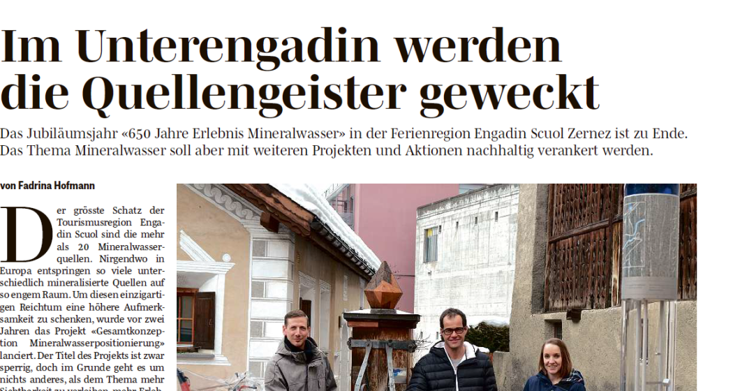 Ausschnitt des Berichts der Südostschweiz zum Mineralwasser-Medienanlass Ausschnitt des Berichts der Südostschweiz zum Mineralwasser-Medienanlass
