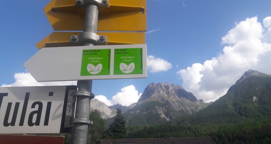 Wegweiser der Mineralwasserwege Scuol – Engadin Scuol Zernez Wegweiser der Mineralwasserwege Scuol – Engadin Scuol Zernez