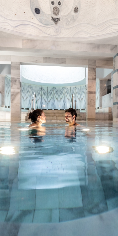 Mineral bath in the Roman-Irish bathhouse Bogn Engiadina Scuol.