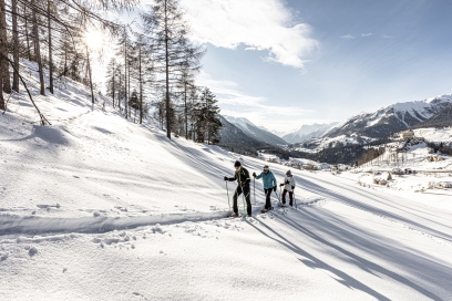 Schneeschuhlaufen in Tarasp, Unterengadin Schneeschuhlaufen in Tarasp, Unterengadin