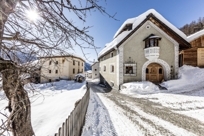 Tschlin, Unterengadin, im Winter