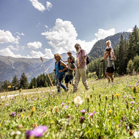 Familienwanderung im Engadin im Sommer