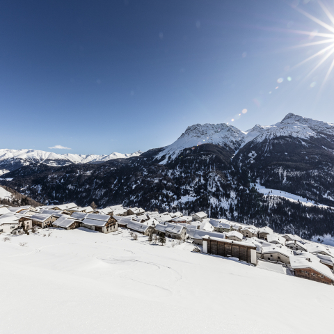 Tschlin, Unterengadin, im Winter Tschlin, Unterengadin, im Winter