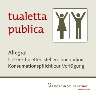 Logo tualetta publica – öffentliche Toilette ohne Konsumationspflicht – Ferienregion Engadin Scuol Zernez Logo tualetta publica – öffentliche Toilette ohne Konsumationspflicht – Ferienregion Engadin Scuol Zernez
