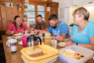 After many hours on our feet, it's time for a hearty breakfast.