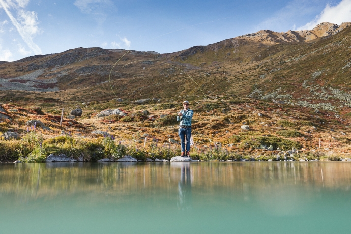 Fliegenfischen am Lai Raduond im Engadin Fliegenfischen am Lai Raduond im Engadin