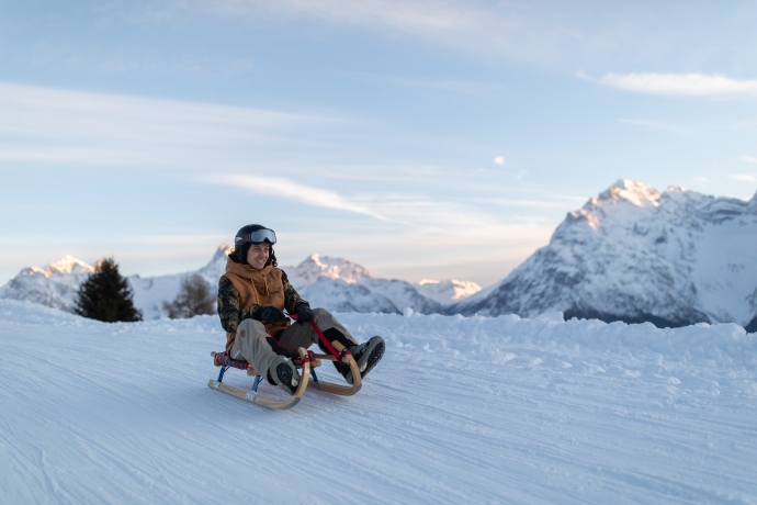 Schlitteln von Prui nach Ftan im Unterengadin