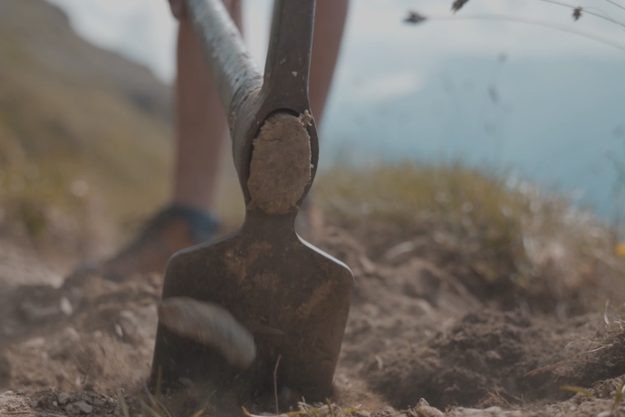 Trailuniun beim Ausbau der Trails in Engadin Samnaun Val Müstair