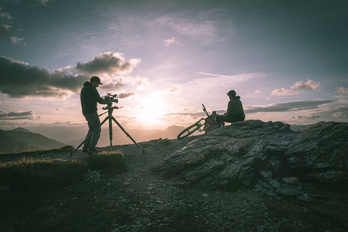 Filmaufnahme bei Sonnenaufgang