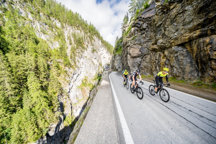 Bergfahrt beim Engadiner Radmarathon