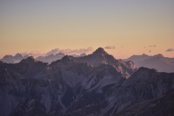 Sonnenaufgang am Piz Daint im Val Müstair