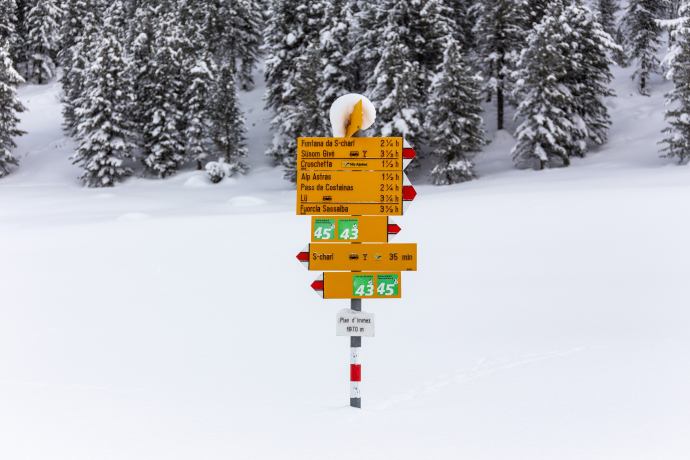 Wegweiser verschneit