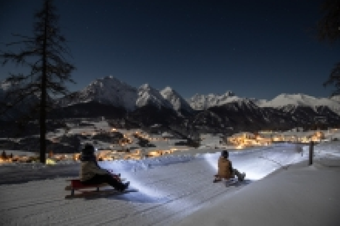 Sternenhimmel, Nachtschlitteln, Schlitteln, Nacht