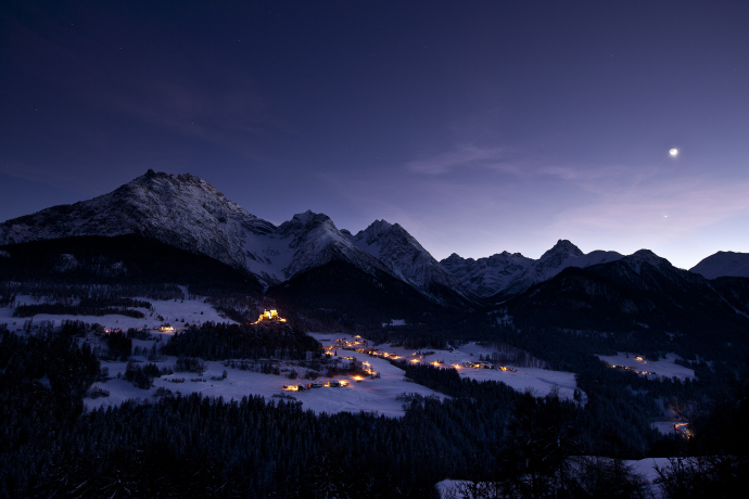 Abendliches Panorama im Unterengadin. Abendliches Panorama im Unterengadin.