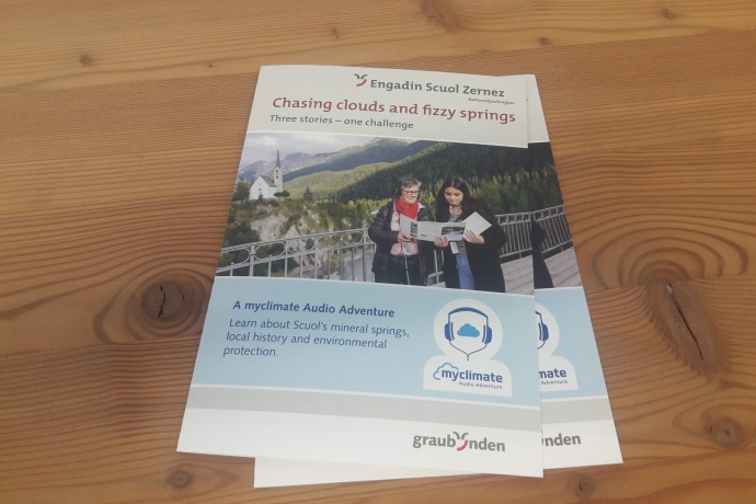 myclimate Audio Adventure Scuol - Flyer zum Klimahörpfad