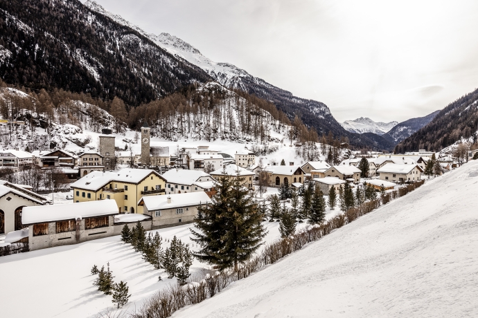 Susch, Unterengadin, im Winter