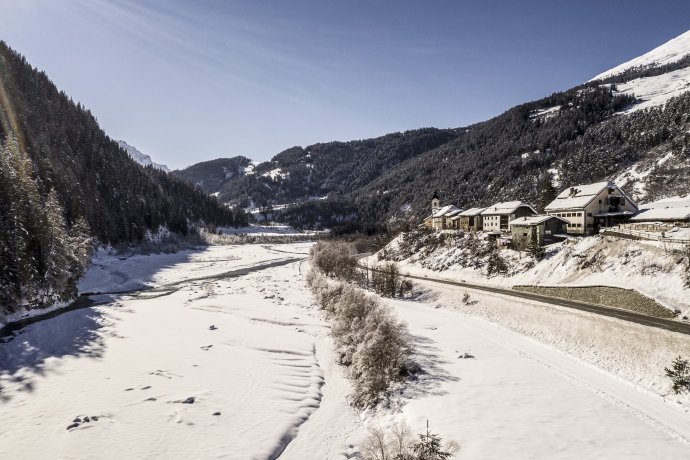 Strada-Martina, Unterengadin, im Winter Strada-Martina, Unterengadin, im Winter