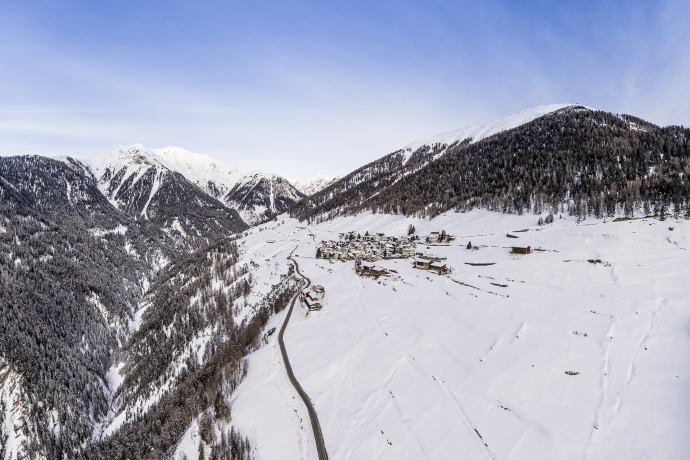 Vnà, Unterengadin, im Winter