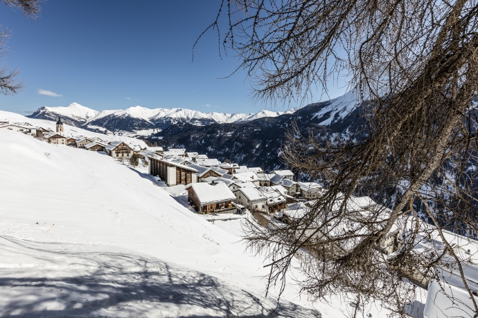 Tschlin, Unterengadin, im Winter