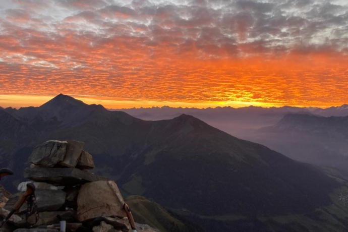 Sonnenaufgang Piz Spadla im Unterengadin