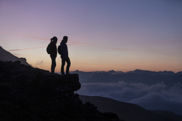 Wanderung mit Sonnenaufgang im Engadin
