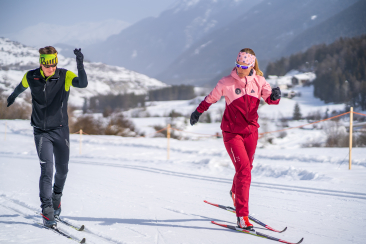 Langlaufunterricht in Scuol mit der Langlaufschule Manaröl.