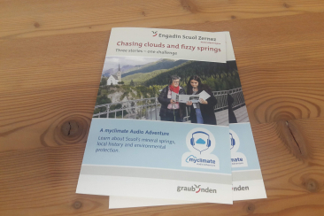 myclimate Audio Adventure Scuol - Flyer zum Klimahörpfad