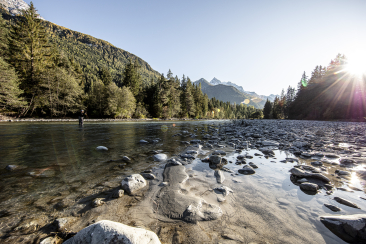 Fliegenfischen am Inn bei Ramosch