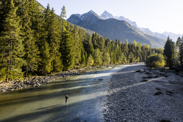 Fliegenfischen am Inn bei Ramosch
