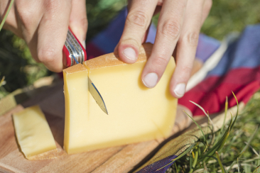 Picknick mit Käse aus der Region.